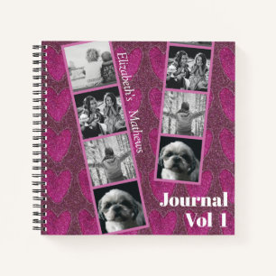 Grily Glitter Pink Hearts Foto Notitieboek