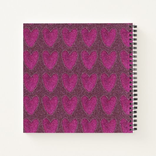 Grily Glitter Pink Hearts Foto Notitieboek (Achterkant)
