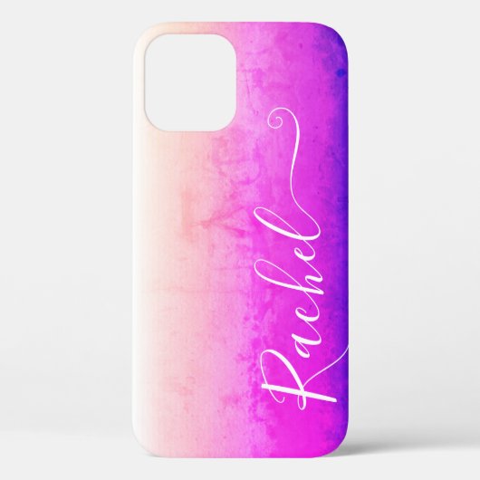 Grily Roze Paarse Ombre Waterverf Art Aangepaste n Case-Mate iPhone Case (Achterkant)