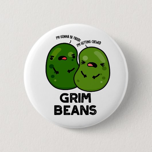 Grim Beans Grappige Groente Grollen  Ronde Button 5,7 Cm (Voorkant)
