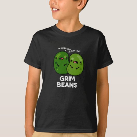 Grim Beans Grappige Veggie Puns Donker BG T-shirt (Voorkant)