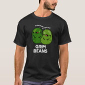 Grim Beans Grappige Veggie Puns Donker BG T-shirt (Voorkant)