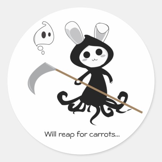 Grim Bunny Ronde Sticker (Voorkant)