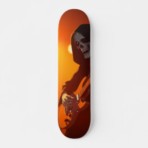 Grim met gitaar persoonlijk skateboard
