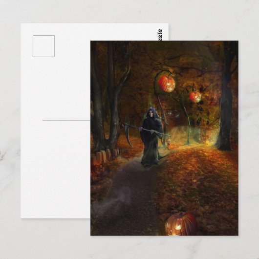 Grim Reaper and pumpkins Briefkaart (Voorkant / Achterkant)
