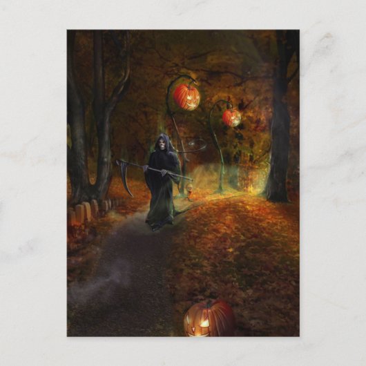 Grim Reaper and pumpkins Briefkaart (Voorkant)