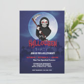 Grim Reaper beklijvend Halloween Party Kaart (Staand voorkant)