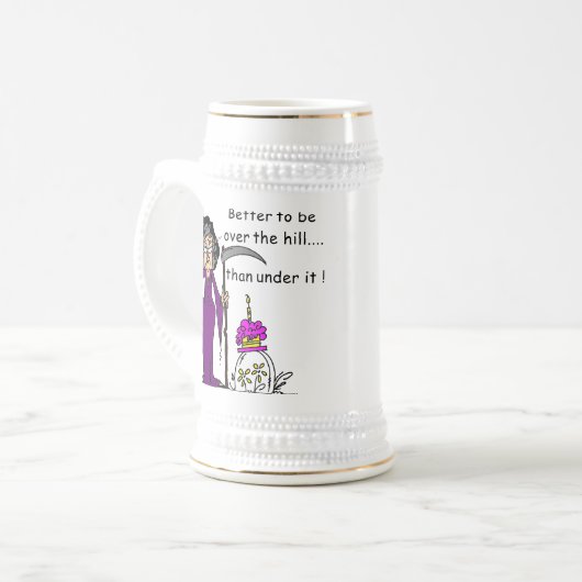 Grim Reaper Birthday Humor Bierpul (Voorkant links)