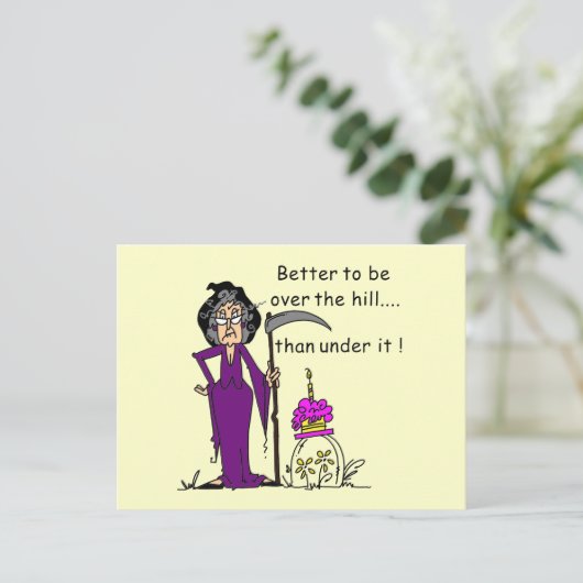 Grim Reaper Birthday Humor Briefkaart (Staand voorkant)