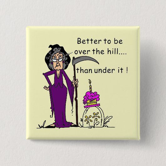 Grim Reaper Birthday Humor Vierkante Button 5,1 Cm (Voorkant)