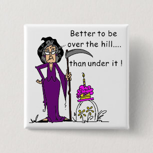 Grim Reaper Birthday Humor Vierkante Button 5,1 Cm