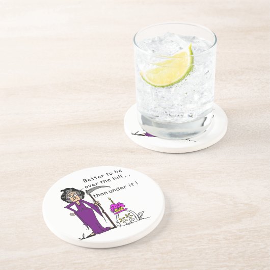 Grim Reaper Birthday Humor Zandsteen Onderzetter (Zijkant)