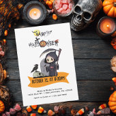 Grim Reaper Black Crow Graveyard Kids Halloween Kaart