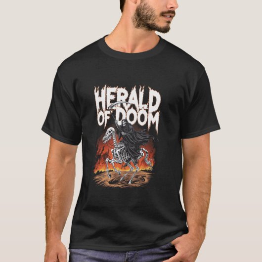 Grim Reaper Boodschapper van de Dood Vuurpaard Kun T-shirt (Voorkant)