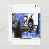 Grim Reaper Brush W/Death Funny T - shirts Mokken Briefkaart (Voorkant / Achterkant)