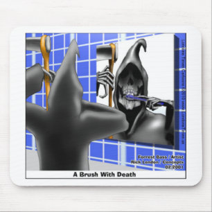 Grim Reaper Brush W/Death Funny T - shirts Mokken Muismat