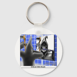 Grim Reaper Brush W/Death Funny T - shirts Mokken Sleutelhanger