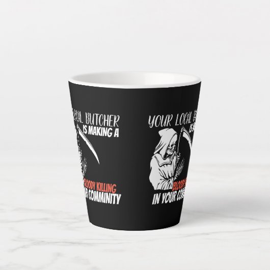 Grim Reaper Butcher Latte Mok (Voorkant)