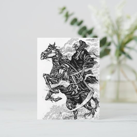 Grim Reaper BW Postcard Briefkaart (Staand voorkant)