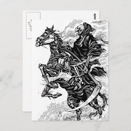 Grim Reaper BW Postcard Briefkaart (Voorkant / Achterkant)