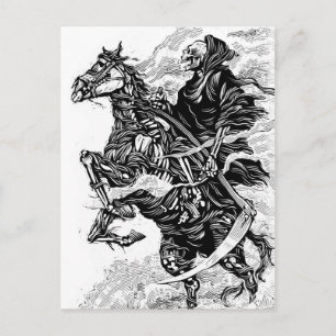 Grim Reaper BW Postcard Briefkaart