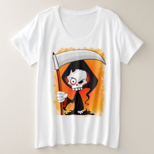 Grim Reaper Cartoon Grote Maat T-shirt (Design voorkant)