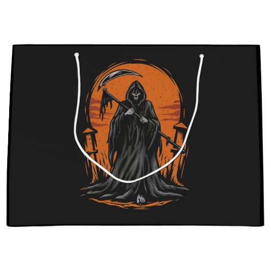 Grim Reaper Cartoon in Sunset Graveyard Groot Cadeauzakje (Voorkant)
