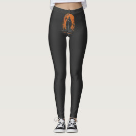 Grim Reaper Cartoon in Sunset Graveyard Leggings