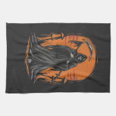 Grim Reaper Cartoon in Sunset Graveyard Theedoek (Horizontaal)