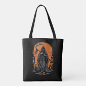 Grim Reaper Cartoon in Sunset Graveyard Tote Bag (Achterkant)