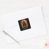 Grim Reaper Cartoon in Sunset Graveyard Vierkante Sticker (Envelop)