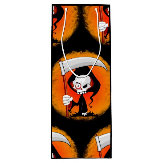 Grim Reaper Cartoon Wijn Cadeautas (Achterkant)