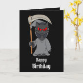 Grim Reaper Cat Funny Gothic Kaart (Gele Bloem)