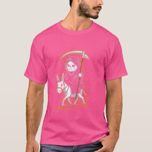 Grim Reaper Cat Riding Donkey -  Cat Hallow T-shirt