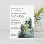 Grim Reaper Cocktail Halloween Feest Watercolor Kaart (Staand voorkant)