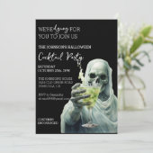 Grim Reaper Cocktail Halloween Party Waterverf Kaart (Staand voorkant)