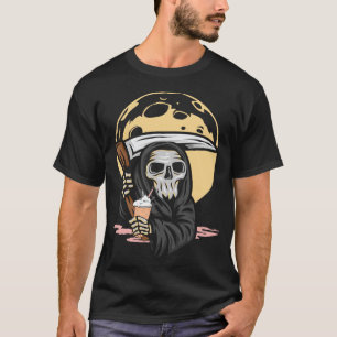 Grim Reaper Coffee Ice Cream Funny Gothic T-shirt