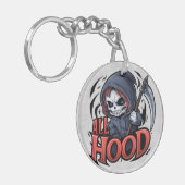 Grim Reaper Coilover Scythe Car Sleutelhanger Acry (Voorkant Links)