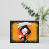 Grim Reaper Creepy Funny Cartoon Briefkaart (Staand voorkant)