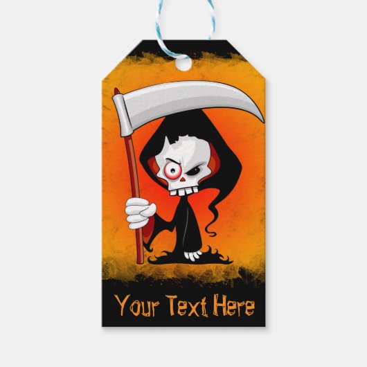 Grim Reaper Creepy Funny Cartoon Cadeaulabel (Voorkant)