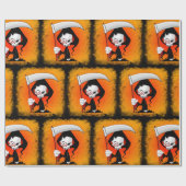 Grim Reaper Creepy Funny Cartoon Cadeaupapier (Vlak)