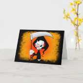 Grim Reaper Creepy Funny Cartoon Kaart (Gele Bloem)
