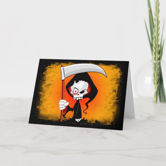 Grim Reaper Creepy Funny Cartoon Kaart (Voorkant)
