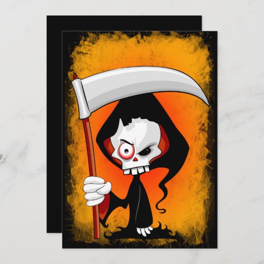 Grim Reaper Creepy Funny Cartoon Kaart (Voorkant / Achterkant)
