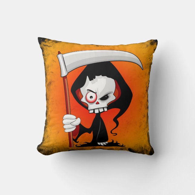 Grim Reaper Creepy Funny Cartoon Kussen (Voorkant)