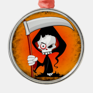 Grim Reaper Creepy Funny Cartoon Metalen Ornament