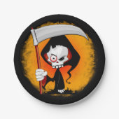 Grim Reaper Creepy Funny Cartoon Papieren Bordje (Voorkant)