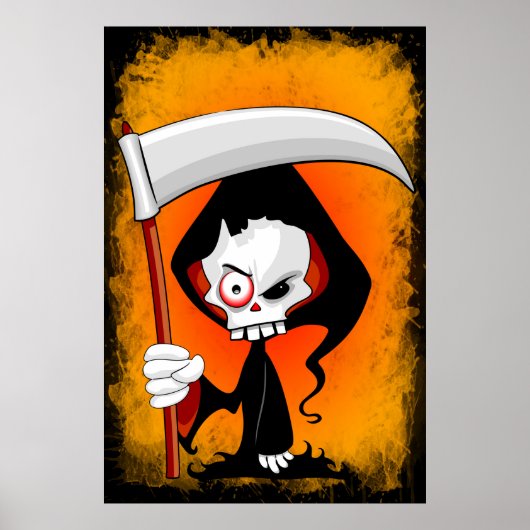 Grim Reaper Creepy Funny Cartoon Poster (Voorkant)