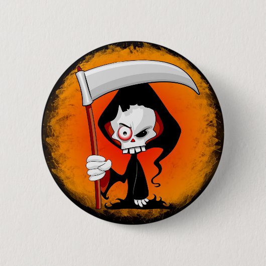 Grim Reaper Creepy Funny Cartoon Ronde Button 5,7 Cm (Voorkant)