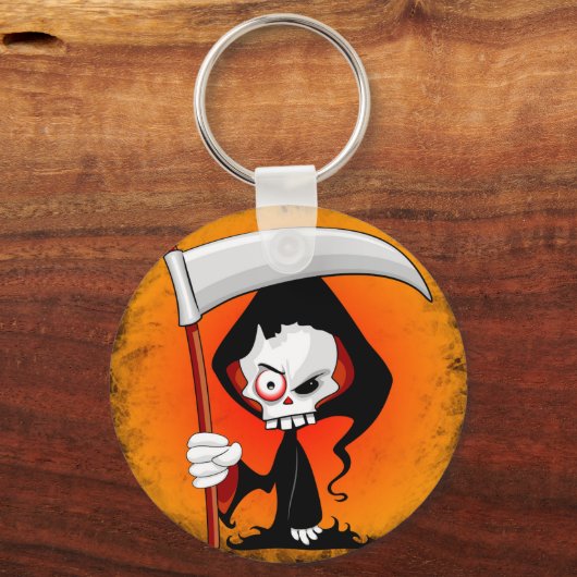 Grim Reaper Creepy Funny Cartoon Sleutelhanger (Voorkant)